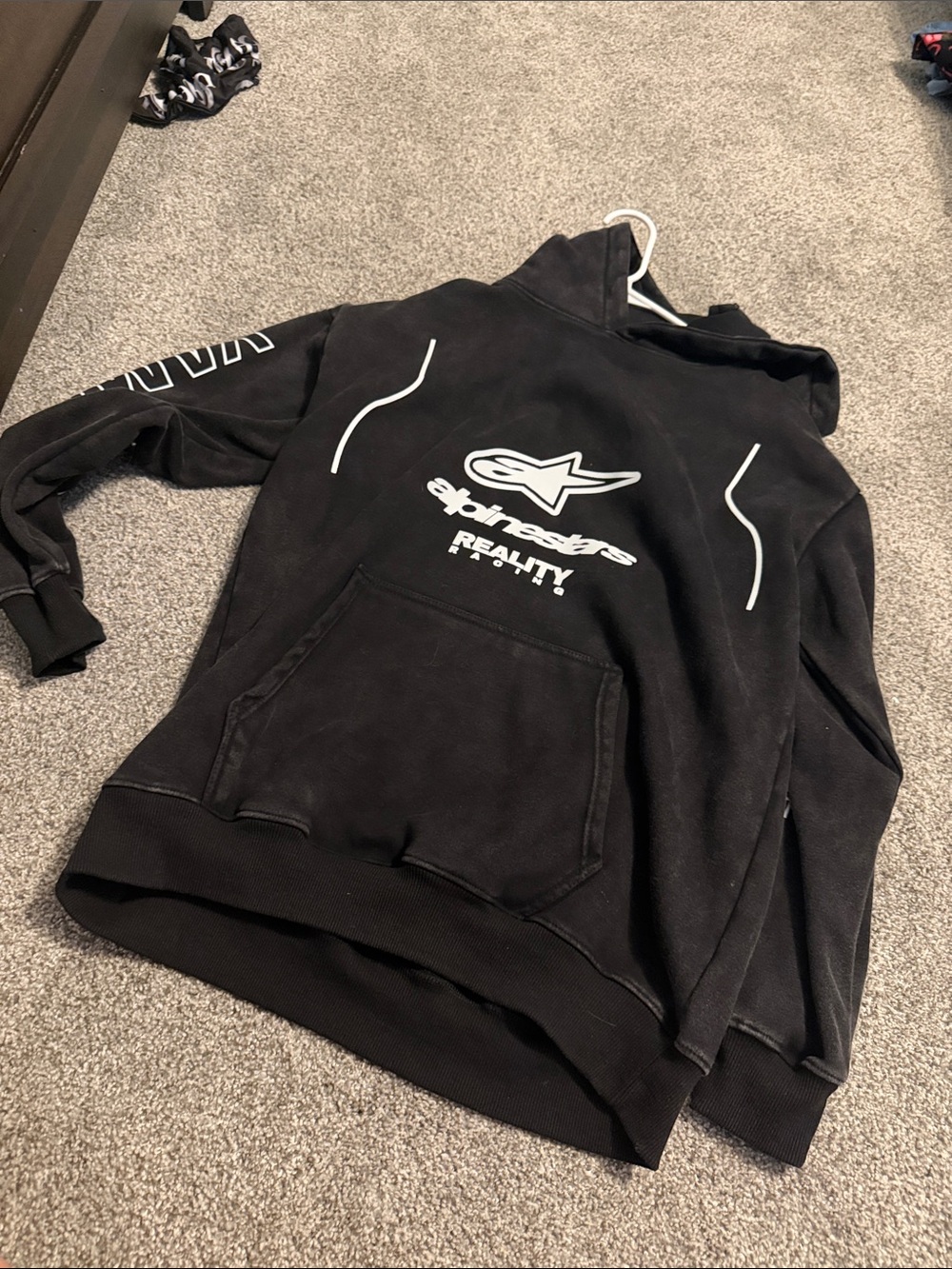Alpinestars Black Pullover Crewneck Sweatshirt with White Logo mens small